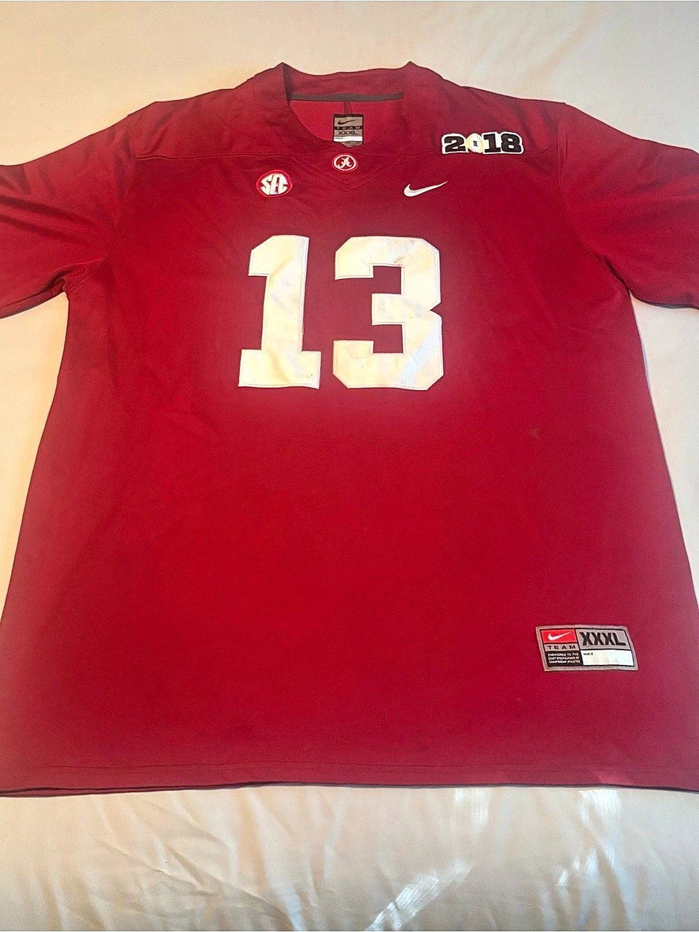 Nike Alabama Crimson Tide Tua Tagovailoa #13 Men's Red & White Jersey
